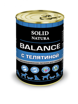 Solid Natura Balance полнорационный влажный корм для щенков всех пород, с телятиной, ж/б 340 гр - фото 7072