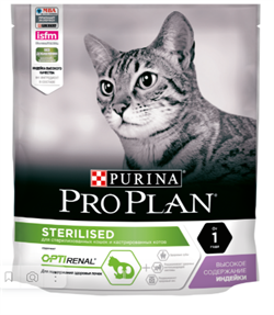 PRO PLAN Sterilised Индейка, сухой корм для стерилизованных кошек, 400г - фото 7515