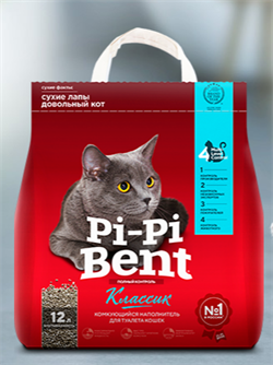 Pi-Pi-Bent Классик, комкующийся наполнитель для кошачьего туалета 12 л - фото 7627
