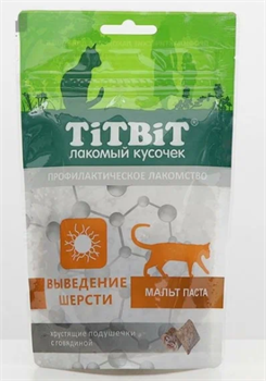 TitBit Хрустящие подушечки д/выведения шерсти с говядиной 60 г - фото 8832