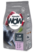 AlphaPet WOW сухой корм для взрослых домашних кошек, с уткой и потрошками, 1,5 кг