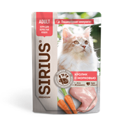 Sirius Adult Кролик с морковью, влажный корм для взрослых кошек, 85 г