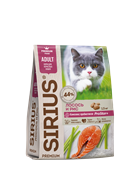 Sirius Adult Лосось и рис, сухой корм для взрослых кошек, 1,5 кг