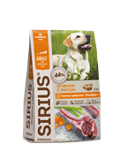 Sirius Adult Ягненок с рисом, сухой корм для взрослых собак, 2 кг
