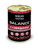 Solid Natura Balance полнорационный влажный корм для взрослых собак всех пород, с говядиной, ж/б 340 гр