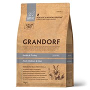 Grandorf сухой корм для взрослых собак средних и крупных пород с чувствительным пищеварением или склонным к аллергии, кролик с индейкой, 1 кг