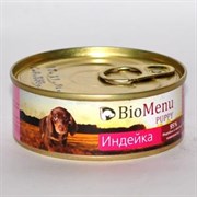 Bio Menu puppy влажный корм для щенков, беременных и кормящих сук, с индейкой, 100 гр
