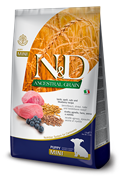 N&D низкозерновой полнорационный сухой корм для щенков, беременных и кормящих сук мелких пород, ягненок, спельта, овес и черника, 2,5 кг