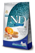 N&D Ocean полнорационный сухой корм для взрослых собак мелких пород, треска, спельта, овес и апельсин,  2.5 кг
